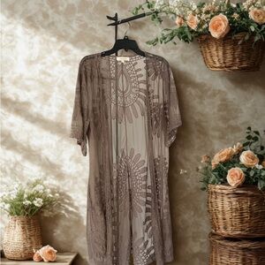 Chic Sheer Brown Lace Cardigan
